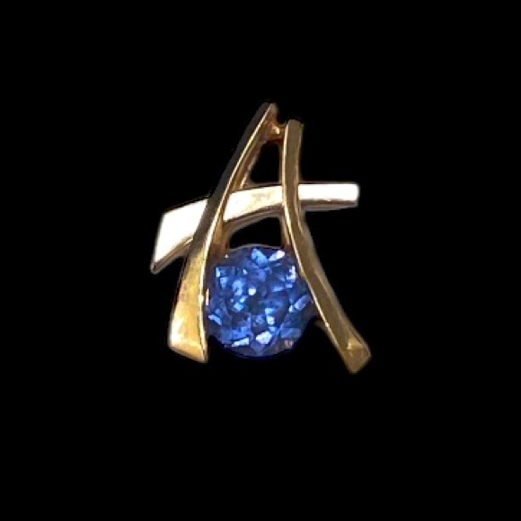 14K Solid Gold “STRELL” Slide Pendant - Two-Tone Yellow White Gold - Vintage. - Picture 2 of 12